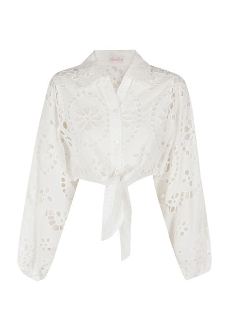 Camicia Mc2 Saint Barth Febe donna FEBE05727H Bianca pizzo sangalloelastico nodo soft fit MC2 SAINT BARTH | Camicie | FEBE05727H01